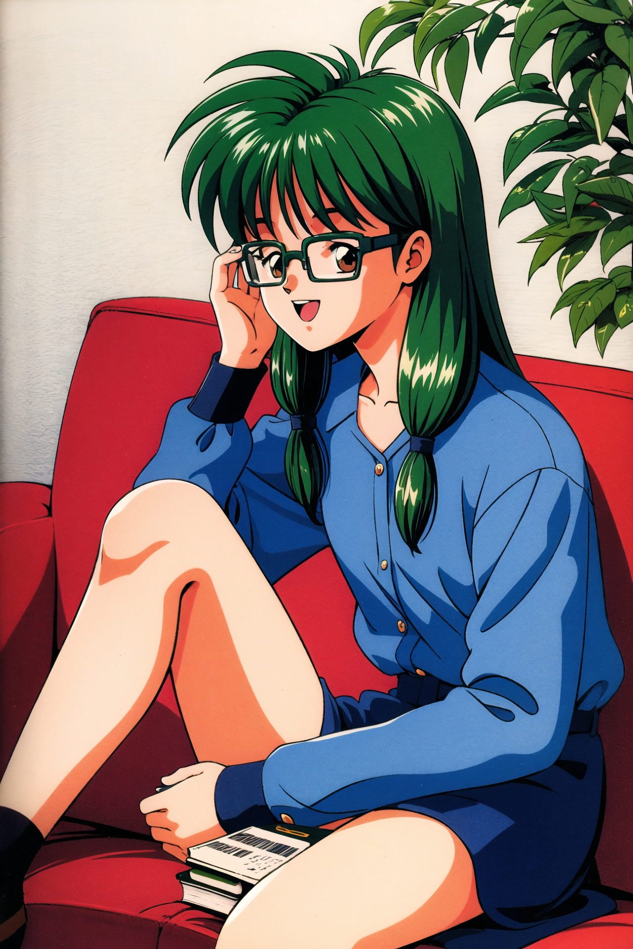 12212-2173231973-Mio Kisaragi, book, 1girl, glasses, retro artstyle, 1990s (style), low-tied long hair, sitting, open mouth, holding, long sleeve.png